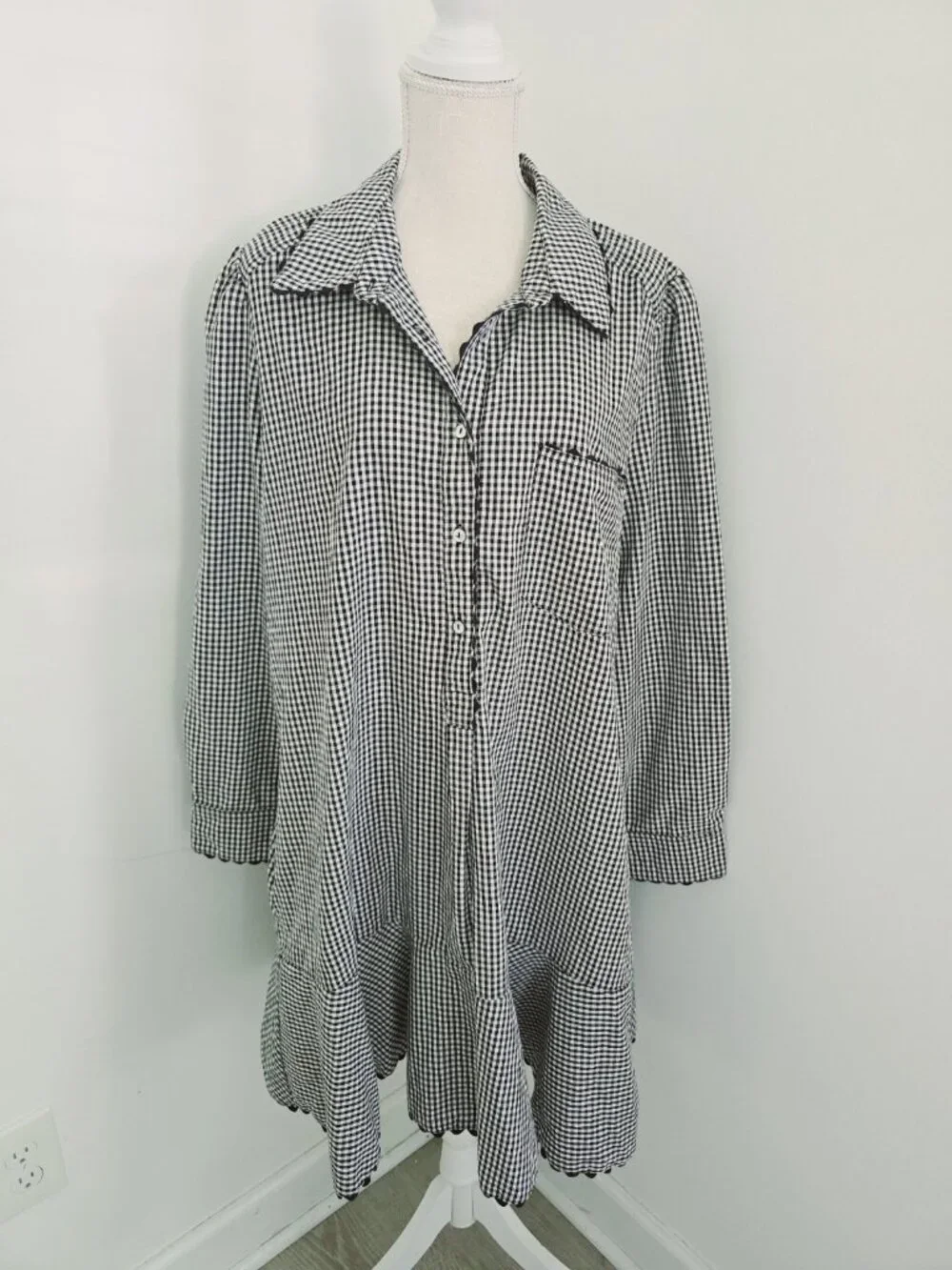 Tuckernuck Black Gingham Cotton Hemp Ric Rac Callahan Shirt Dress Size XXL 2X - Picture 13 of 13